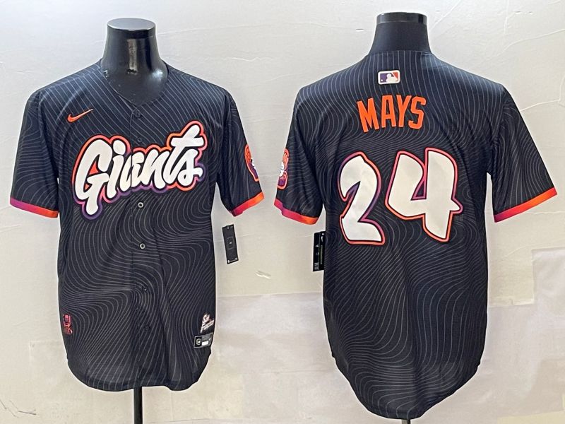 Men San Francisco Giants #24 Mays Black Second generation Joint Name Nike 2025 MLB Jersey style 1